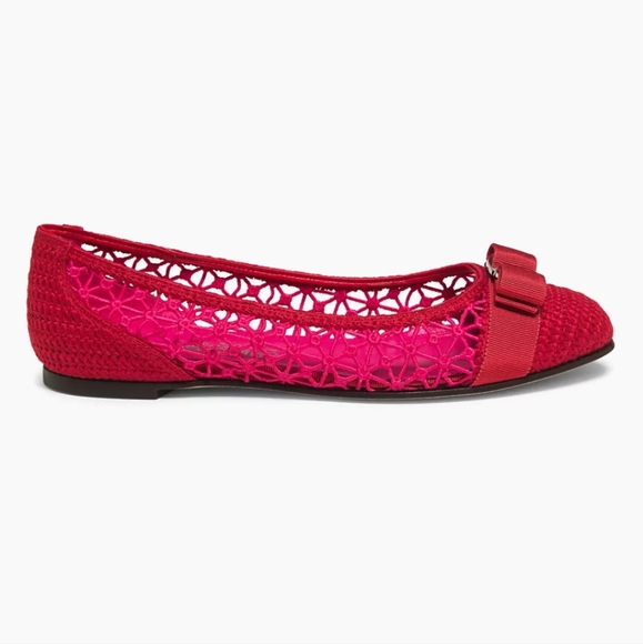Salvatore Ferragamo Variner Knit Ballet Flat Sandals in Pink Size 9.5
